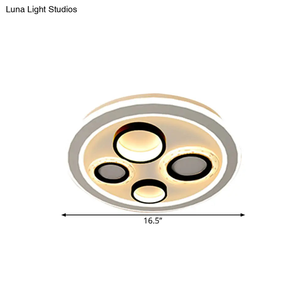 Circular Modernist Led Black Ceiling Light Fixture For Bedroom 16.5’/20.5’ Diameter