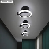 Circular Semi Flush Mount Minimalist Metal Led Light Fixture - Black/Gold (Warm/White Light)