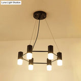 Clara - Honeycomb Modern Shaped Chandelier Metal Black Pendant Lighting For Hotel Living Room