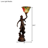 Clara - Tiffany Table Lighting in Bronze with Angel Statue Night Stand Light