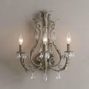 Classic 3-Head Crystal Wall Sconce In Grey/Ivory - Traditional Candlestick Mount Lamp Grey