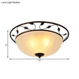 Classic 3-Light Semi-Flush Metal Ceiling Lamp With White Glass Shade For Living Room