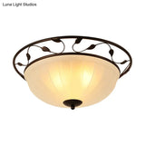 Classic 3-Light Semi-Flush Metal Ceiling Lamp With White Glass Shade For Living Room