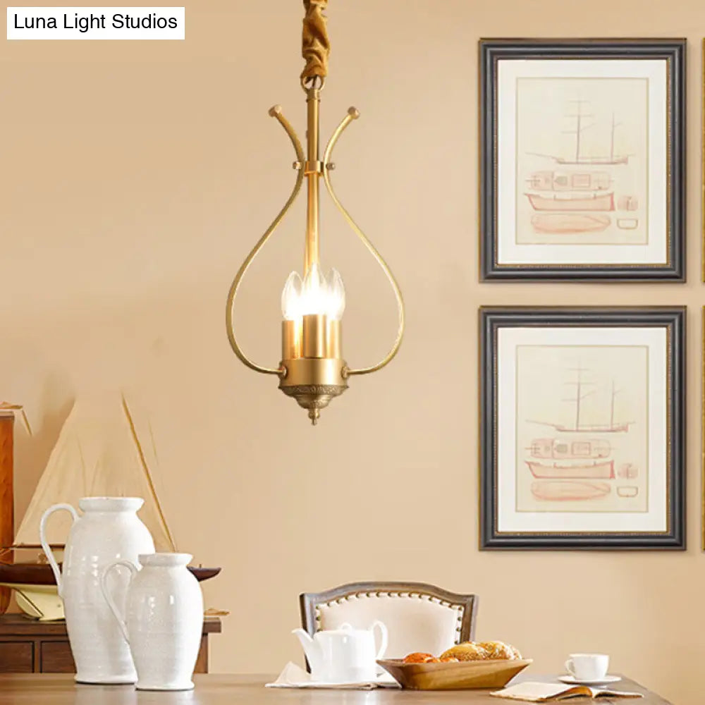 Classic 4-Light Gold Candle Chandelier - Dining Room Pendant Lighting With Metal