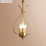 Classic 4-Light Gold Candle Chandelier - Dining Room Pendant Lighting With Metal