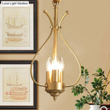 Classic 4-Light Gold Candle Chandelier - Dining Room Pendant Lighting With Metal