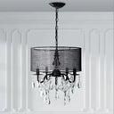 Classic 5-Light Black Round Fabric Pendant Chandelier with Crystal Accent Black