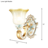 Classic Amber And White Glass Wall Mount Lamp With Fading Glow Gold Finish