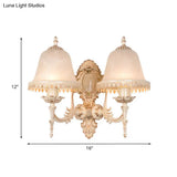 Classic Beige Frosted Glass Wall Sconce Lamp - Elegant Light Fixture For Living Room