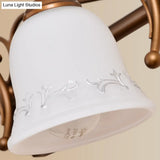 Classic Bell Bathroom Wall Light Fixture With Frosted Glass 2/3/4 Lights - Red Brown Makeup Lighting