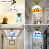Classic Bell Shade Glass Semi Flush Ceiling Light - 1 Head Mount