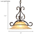 Classic Black 1-Light Pendant Ceiling Light With Flared White Glass Shade