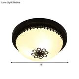 Classic Black Flush Ceiling Light Fixture 4 Lights Frosted Glass Bowl 14’/18’ Wide - Ideal For