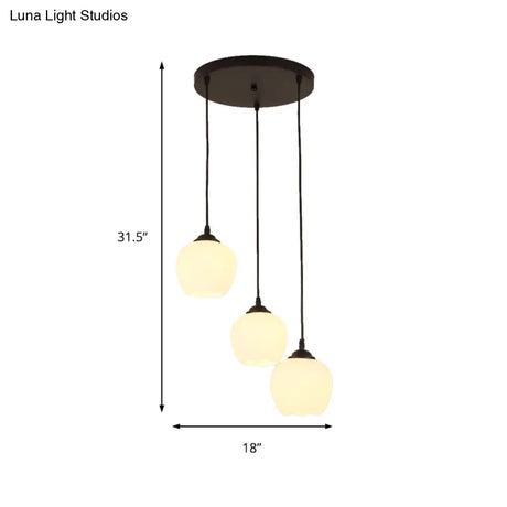 Classic Black Glass Bubble Pendant Light Fixture With 3 Lights For Living Room