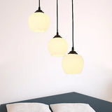 Classic Black Glass Bubble Pendant Light Fixture With 3 Lights For Living Room