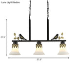 Classic Black Hanging Lamp Kit - Bell Dining Room Island Pendant Light With Frosted Glass And 3