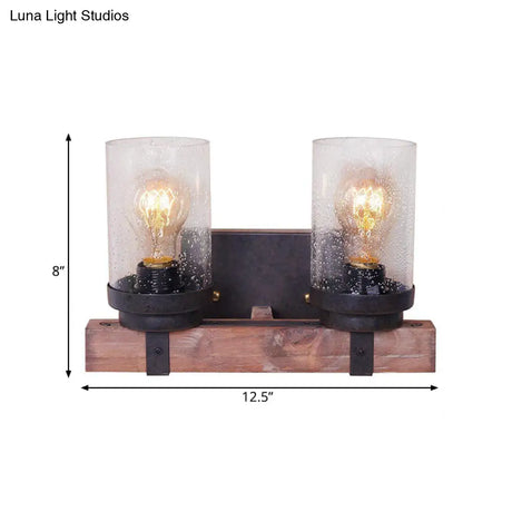 Classic Black Wall Vanity Light With Clear Seeded Glass Shade - 1/2/3 Bathroom Sconce Fixture