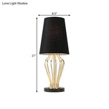 Classic Black/White Table Lamp For Bedroom Barrel Shape Traditional Style 1 Light 8.5/12 Wide