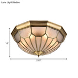 Classic Brass 6-Light Dome Flush Mount Ceiling Chandelier With Beveled Glass Shade