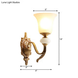 Classic Brass Bell Wall Light Fixture With Frosted Glass - Ideal For Stairways