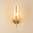 Classic Brass Cylinder Wall Mount Light With Clear Glass - Single Bulb Lighting Fixture