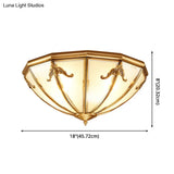 Classic Brass Flushmount Ceiling Light With Inverted Glass Shade