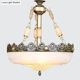Classic Brass Pendant Ceiling Light With White Glass Basket Shade - 12/16 Led Ideal For Living Room