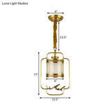 Classic Brass Pendant Light With Metal Cylinder Shade For Corridor - Complete Hanging Lamp Kit