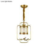 Classic Brass Pendant Light With Metal Cylinder Shade For Corridor - Complete Hanging Lamp Kit