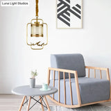 Classic Brass Pendant Light With Metal Cylinder Shade For Corridor - Complete Hanging Lamp Kit