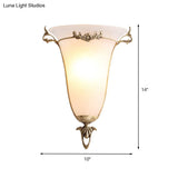 Classic Brass Wall Mounted Lamp With Frosted Glass Shade - Traditional Trumpet Design