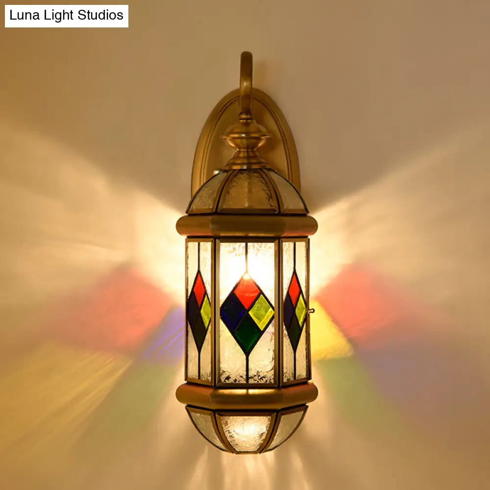 Classic Brass Wall Sconce With Ripple Glass And Gold Capsule Light