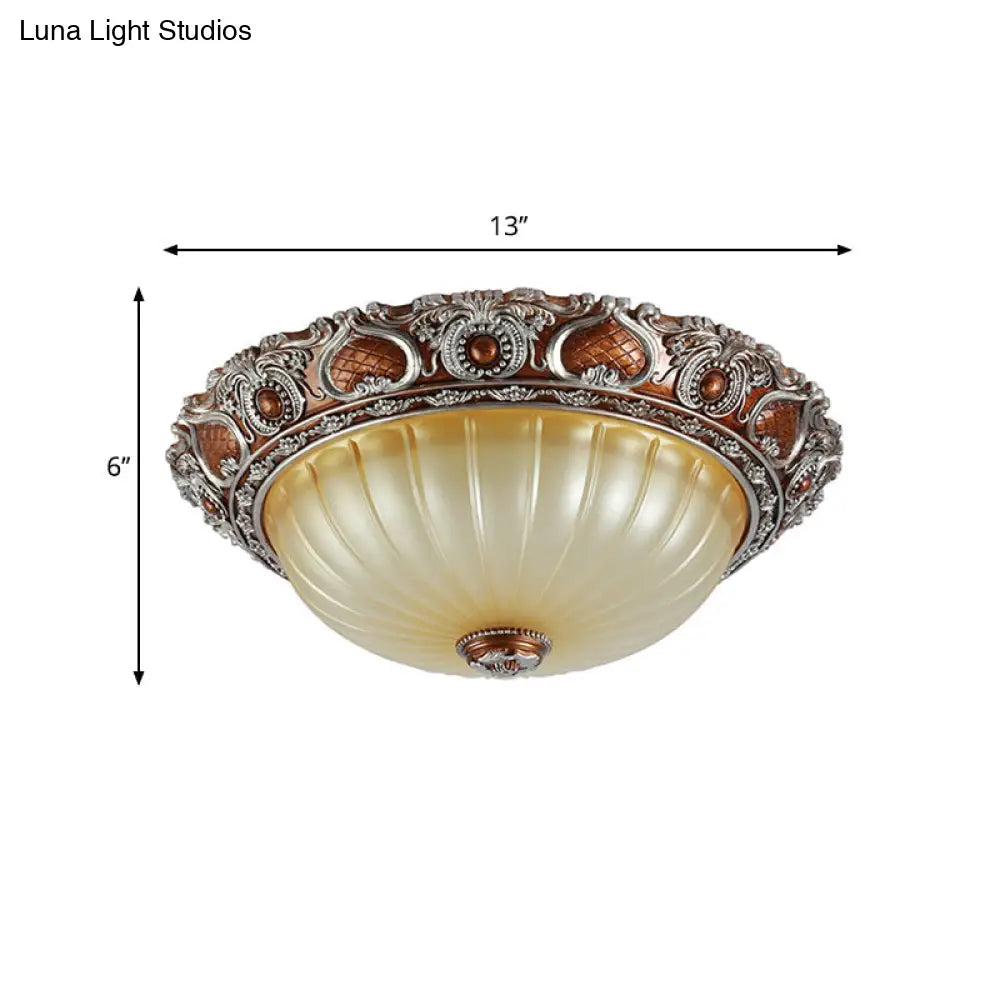Classic Brown Pleated Flush Mount Ceiling Fixture 2/3 Light 13’/17’/19.5’ Wide