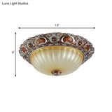 Classic Brown Pleated Flush Mount Ceiling Fixture 2/3 Light 13’/17’/19.5’ Wide