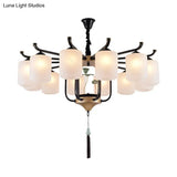 Classic Caged Hanging Chandelier - 6/8/10 Lights Black Metal Pendant Lighting Fixture