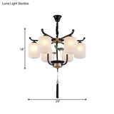 Classic Caged Hanging Chandelier - 6/8/10 Lights Black Metal Pendant Lighting Fixture