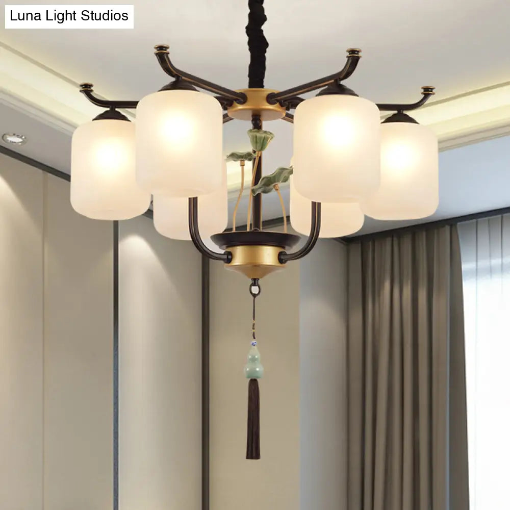 Classic Caged Hanging Chandelier - 6/8/10 Lights Black Metal Pendant Lighting Fixture
