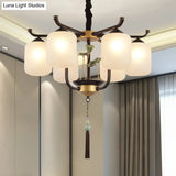 Classic Caged Hanging Chandelier - 6/8/10 Lights Black Metal Pendant Lighting Fixture