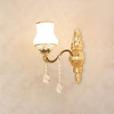 Classic Carved Arm Metal Wall Sconce With White Glass Shade - Elegant Lighting 1 / C