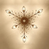 Classic Clear Crystal Led Semi-Flush Mount Ceiling Light With Leaf Design For Corridors 6 / Gold