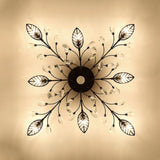 Classic Clear Crystal Led Semi-Flush Mount Ceiling Light With Leaf Design For Corridors 8 / Black