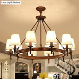 Classic Conical Chandelier - Fabric Shade Antique Brass Finish 3/6/8 Lights Perfect For Living Room