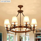 Classic Conical Chandelier - Fabric Shade Antique Brass Finish 3/6/8 Lights Perfect For Living Room