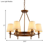 Classic Conical Chandelier - Fabric Shade Antique Brass Finish 3/6/8 Lights Perfect For Living Room