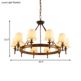 Classic Conical Chandelier - Fabric Shade Antique Brass Finish 3/6/8 Lights Perfect For Living Room