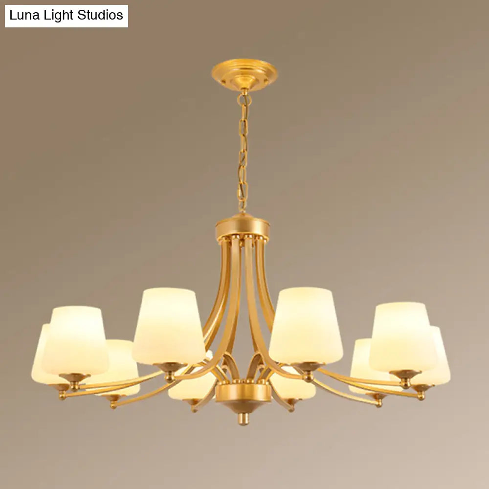 Classic Cream Glass Chandelier Pendant Light For Dining Rooms