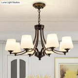Classic Cream Glass Chandelier Pendant Light For Dining Rooms
