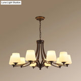 Classic Cream Glass Chandelier Pendant Light For Dining Rooms