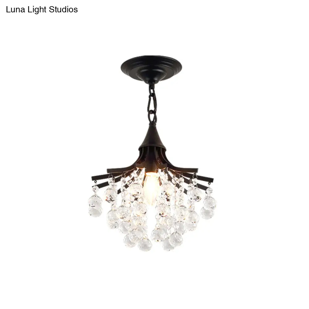 Classic Crystal Ball Pendant Light - Black/Gold Suspended Lamp Kit