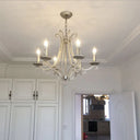 Classic Crystal Bead Pendant Chandelier - Nickel Finish 6-Bulb Ceiling Light